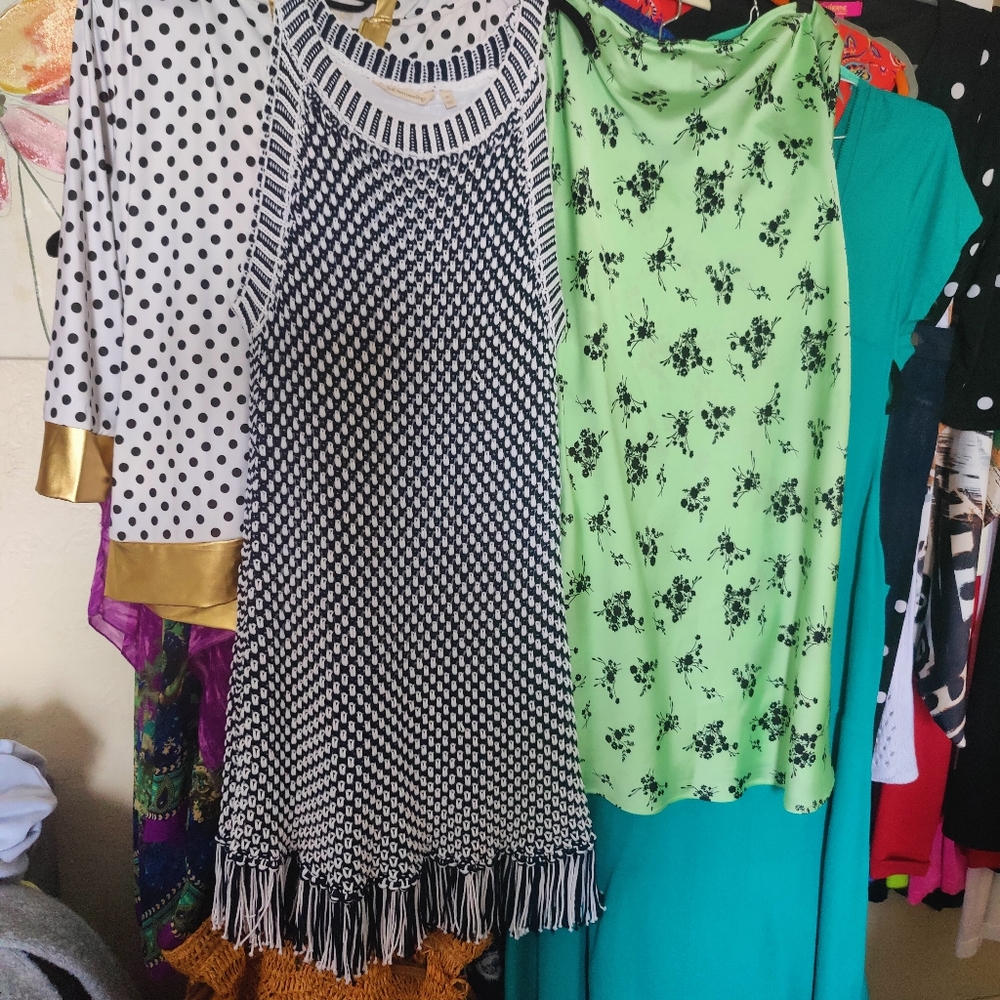 Knit dress Soft Surrounding XL Blue and white